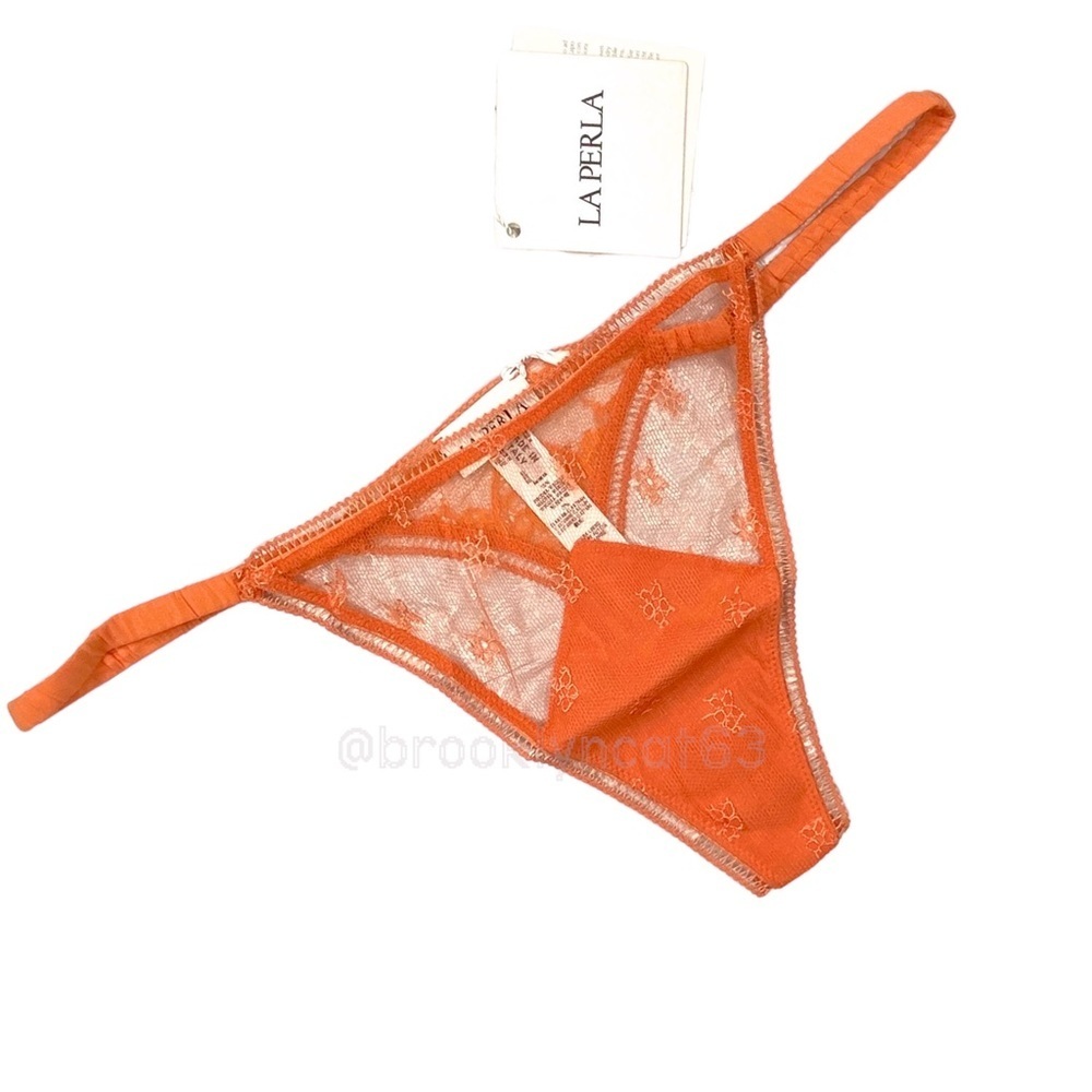 LA PERLA LACE THONG FLORAL LACE THONG ORANGE L